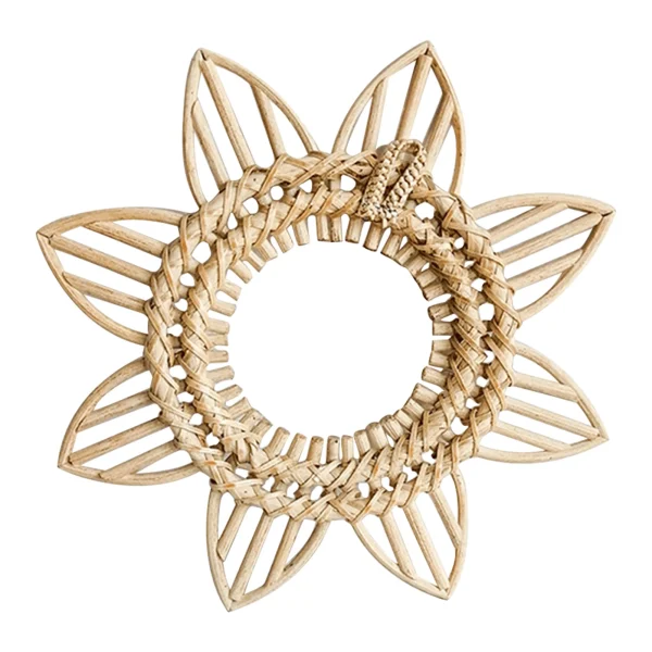 Decorative Mirror Rattan Innovative Art Makeup Mirror Dressing Bathroom Nordics Wall Hanging Mirror Ornament for Home Decoration 6