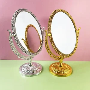 Double-sided Rotation Makeup Mirror 360 Degree Rotation High Definition Desktop Makeup Mirror With Frame Vintage Cosmetic Mirror 1