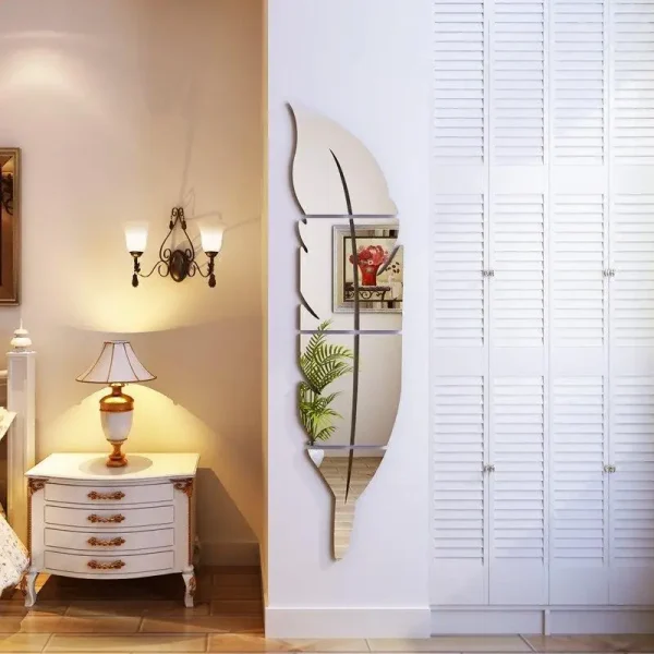 Acrylic Mirror Paste Mirror Feather Wall Paste Decoration Three-dimensional Porch Bathroom Family Decoration 3