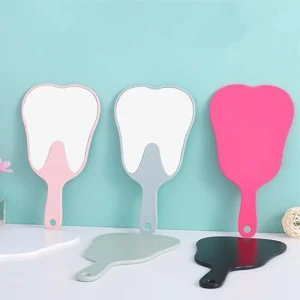 Simple Plastic Tooth-shaped Mirror High-definition Lightweight Handheld Sector Mirror Mini Portable Makeup Mirror Gift Mirror 1