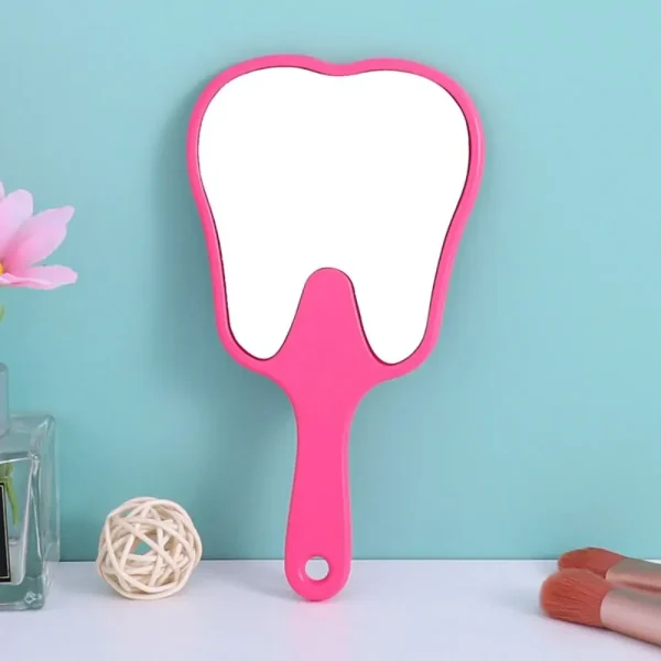 Simple Plastic Tooth-shaped Mirror High-definition Lightweight Handheld Sector Mirror Mini Portable Makeup Mirror Gift Mirror 3