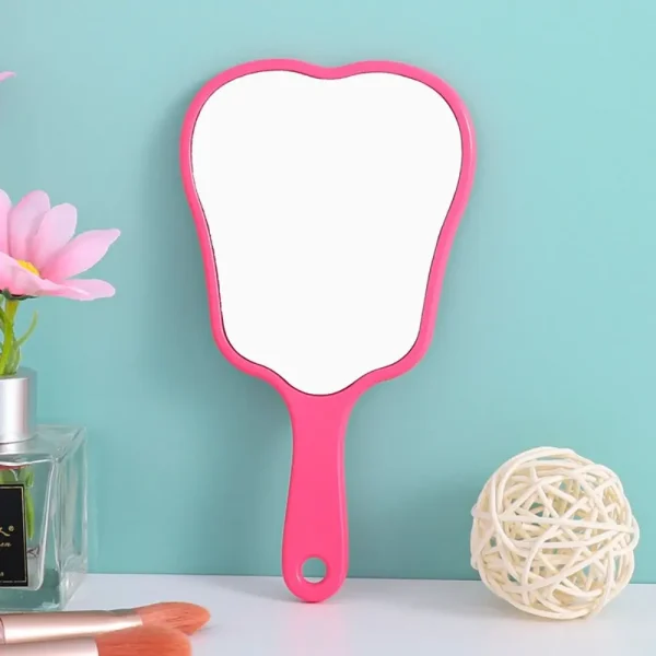 Simple Plastic Tooth-shaped Mirror High-definition Lightweight Handheld Sector Mirror Mini Portable Makeup Mirror Gift Mirror 4