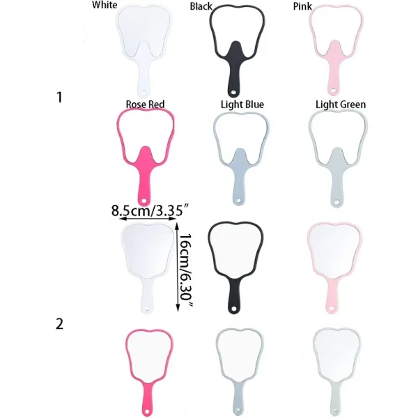 Simple Plastic Tooth-shaped Mirror High-definition Lightweight Handheld Sector Mirror Mini Portable Makeup Mirror Gift Mirror 6