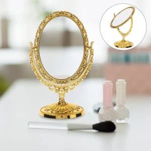 Double-sided Rotation Makeup Mirror With Frame 360 Degree Rotation Desktop Makeup Mirror High Definition Vintage Cosmetic Mirror 1