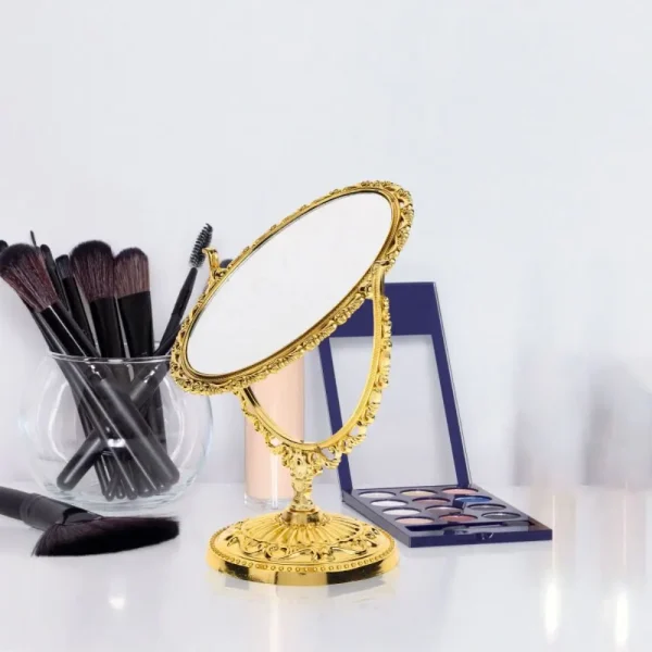 Double-sided Rotation Makeup Mirror With Frame 360 Degree Rotation Desktop Makeup Mirror High Definition Vintage Cosmetic Mirror 3
