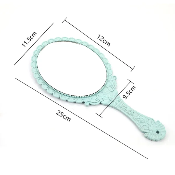 1Pcs Vintage Carved Handheld Vanity Mirror Makeup Mirror Hand Mirror Handle Cosmetic 6