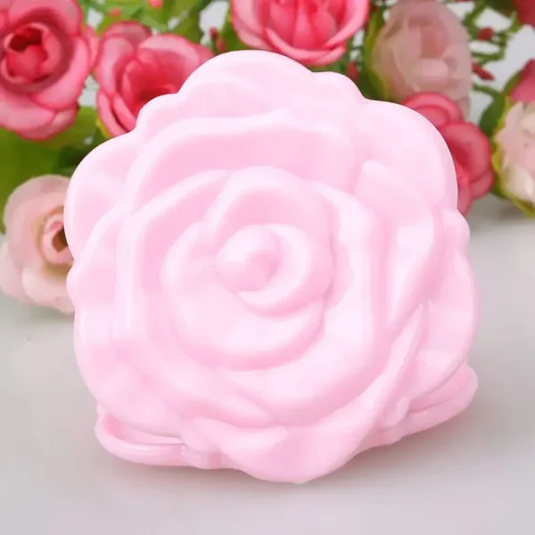 Pocket Rose Flower Makeup Mirror Vintage Folding Round Girls Small Hand Compact Light Mirrors Women Makeup Cute Comestics Tool 4