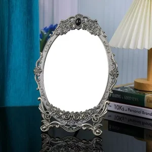 Creative European Retro Metal Decorative Mirror High Definition Desktop Vanity Mirror Household Single-sided Vanity Mirror 1