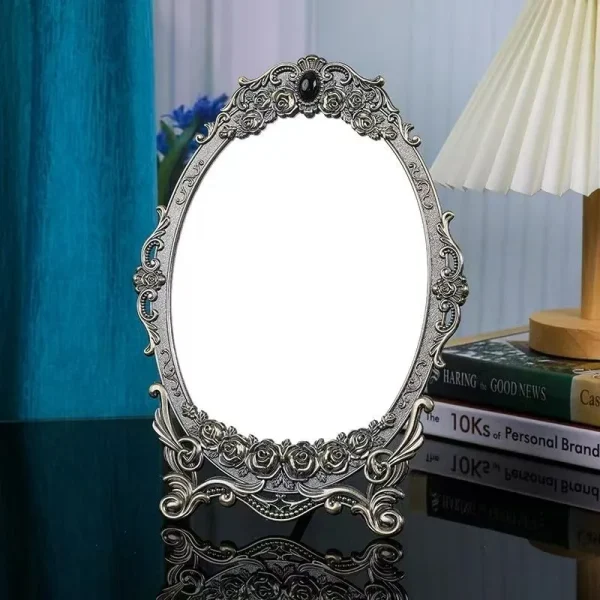 Creative European Retro Metal Decorative Mirror High Definition Desktop Vanity Mirror Household Single-sided Vanity Mirror 1
