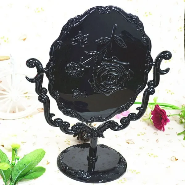 High Definition Black Butterfly Dressing Mirror Rotatable European Style Rotation Makeup Mirror Rose Stand Desktop Makeup Mirror 5