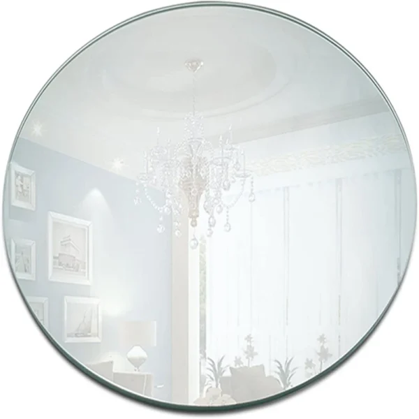 Round Acrylic Mirror Tray 8inch Circle Candle Mirror Plate Decor Accessory for Wedding Baby Shower Birthday Centerpieces Decorat 5