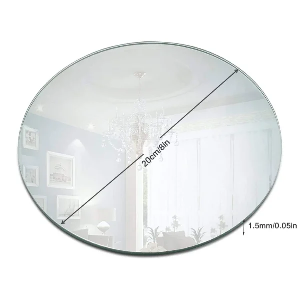 Round Acrylic Mirror Tray 8inch Circle Candle Mirror Plate Decor Accessory for Wedding Baby Shower Birthday Centerpieces Decorat 6