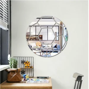 1pc Football Mirror Wall Sticker, 3D Self-Adhesive Acrylic Decal for Living Room, Bedroom, Office, Restaurant Wall Decor 1