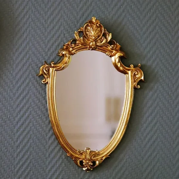 Vintage Makeup Gold Frame Mirror Decorative Wall Hanging Mirror Small Nordic Retro Decoration Mirror Makeup Wedding Gift 1