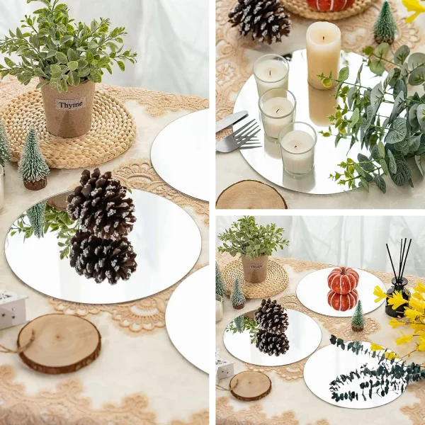 12-30PCS Acrylic Round Mirrors for Tables Centerpieces 9.8" Mirrors Candle Plates Mirror Tray for Weddings Events Thickness 1mm 5