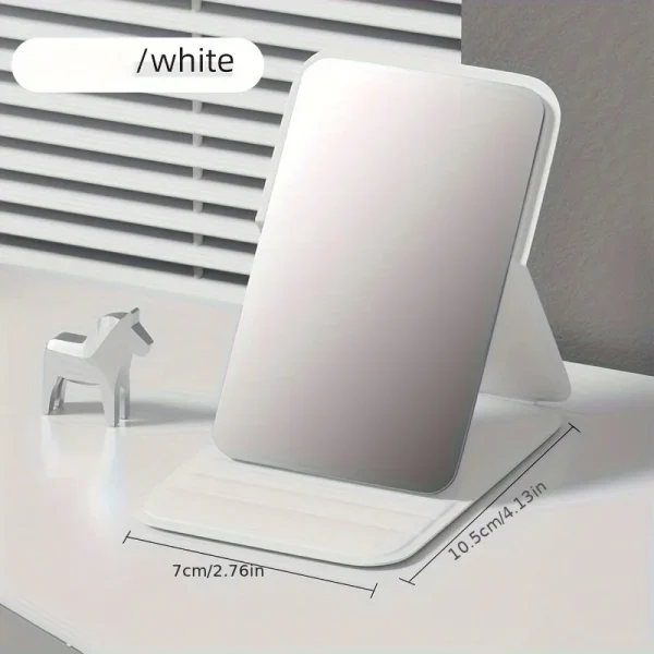 1PCS Portable Folding Makeup Mirror Ultra thin Body for Easy Carrying Mini Cosmetic Mirror with Stand for Desktop Use 2