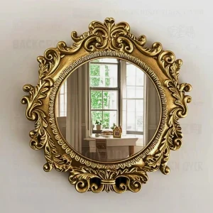 Wedding Custom Mirror Golden Retro Decorative Vanity Mirror Vintage Style  Mirror Antique Inspired Living Room Mirror M001 1