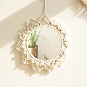 Nordic Room Decorative Mirrors Boho Macrame Round Cosmetic Mirror Room Wall Mirror Woven Macrame Crafts Home Decor Wall Decor 1