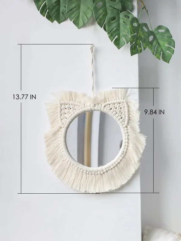 Nordic Room Decorative Mirrors Boho Macrame Round Cosmetic Mirror Room Wall Mirror Woven Macrame Crafts Home Decor Wall Decor 6