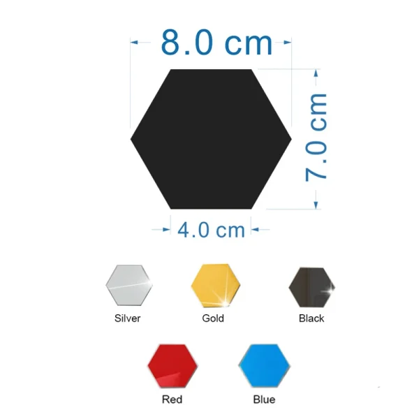 12/24Pcs 3D Hexagon Mirror Wall Stickers DIY Removable Self Adhesive Aesthetic Mosaic Tiles Decals Mirror Home Decoration 2