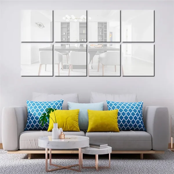 Self-adhesive 3D Mirror Wall Sticker DIY Square Decal Mirror Decor Stickers 8PCS Art Wall Decoration Home Decor 2