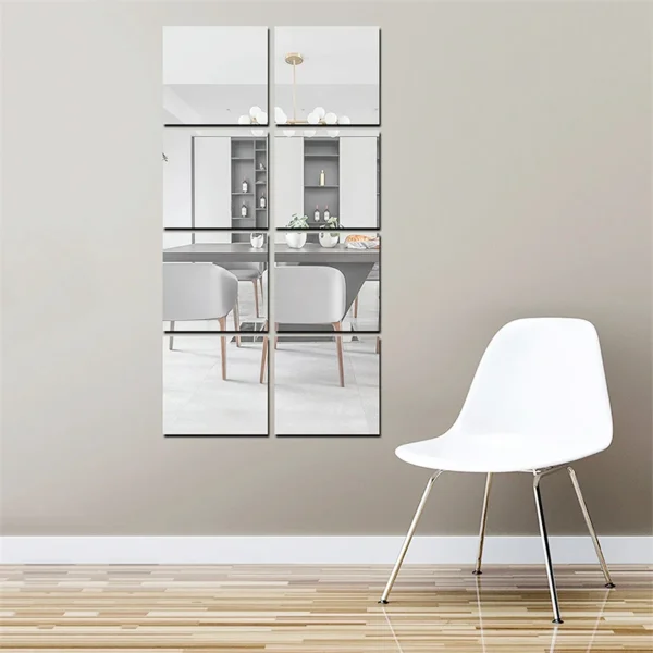 Self-adhesive 3D Mirror Wall Sticker DIY Square Decal Mirror Decor Stickers 8PCS Art Wall Decoration Home Decor 3