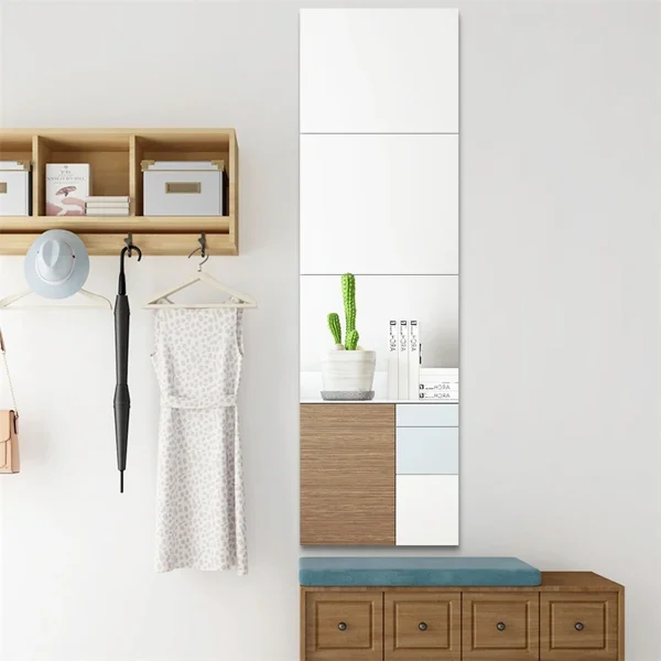 Self-adhesive 3D Mirror Wall Sticker DIY Square Decal Mirror Decor Stickers 8PCS Art Wall Decoration Home Decor 4