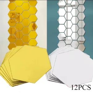 12/6pcs 3D Mirror Wall Stickers Hexagon Shape Acrylic Removable Wall Sticker Decal DIY Home Decoration Art Mirror Ornaments 1