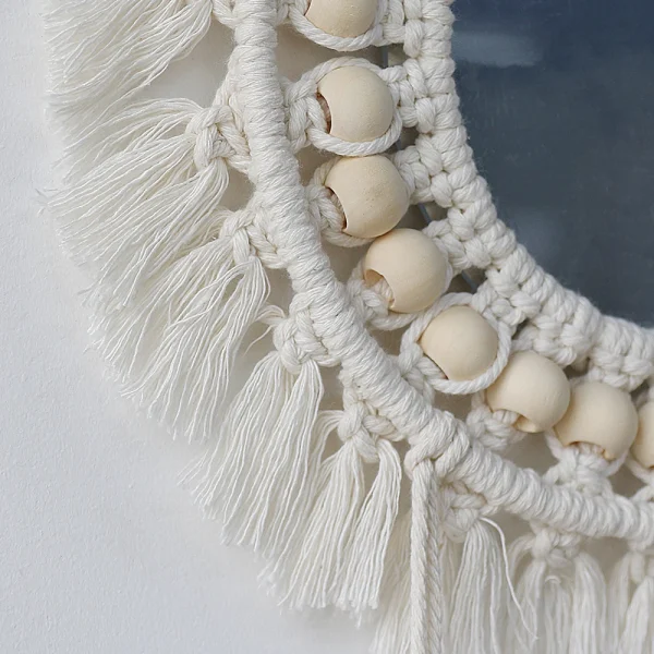 Wall Mirror Macrame Decorative Mirrors Boho Home Decor Wall Hanging Mirror for Living Room Decoration Bedroom Baby Nursery Gift 4
