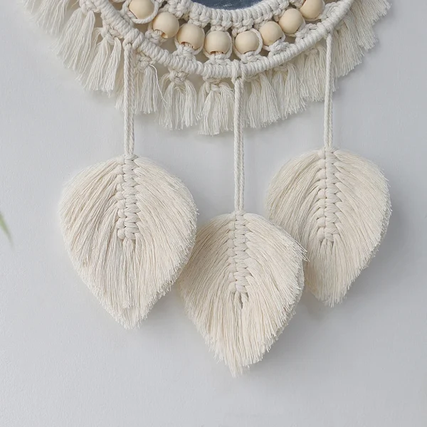 Wall Mirror Macrame Decorative Mirrors Boho Home Decor Wall Hanging Mirror for Living Room Decoration Bedroom Baby Nursery Gift 5
