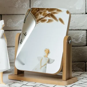 Wooden Makeup Mirror for Ladies, Desktop Rotating Mirror, Exquisite Cosmetic Mirror, Rectangle Shape, 3 Sizes, Fashion 1