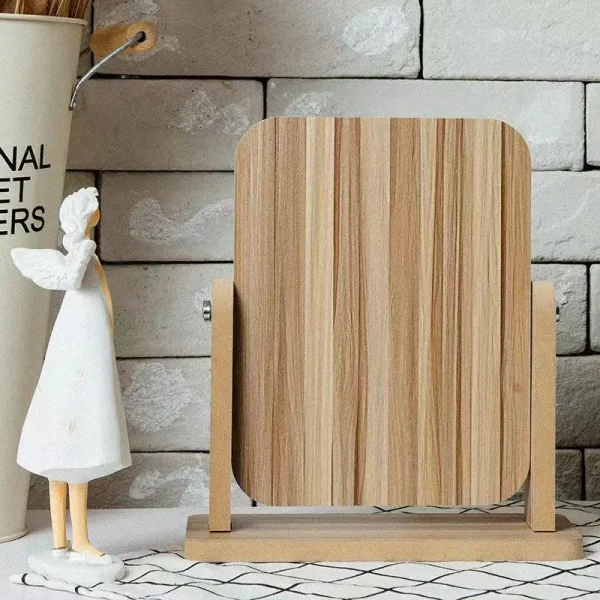 Wooden Makeup Mirror for Ladies, Desktop Rotating Mirror, Exquisite Cosmetic Mirror, Rectangle Shape, 3 Sizes, Fashion 4