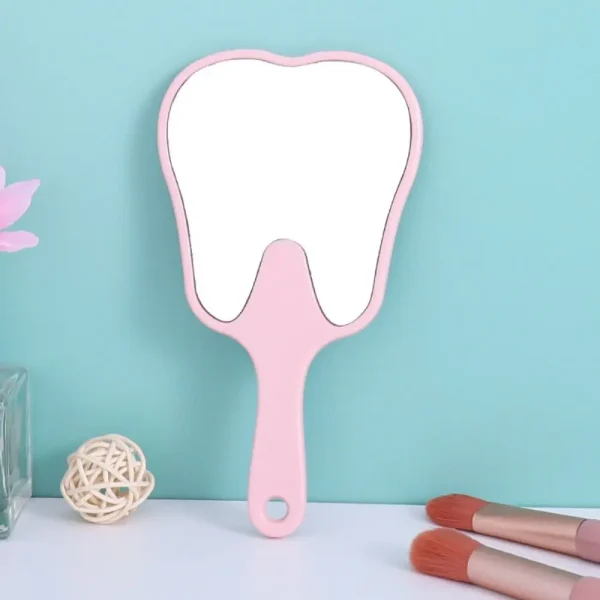Plastic Tooth-shaped Mirror Durable Lightweight High-definition Portable Makeup Mirror Mini Handheld Sector Mirror Women 3
