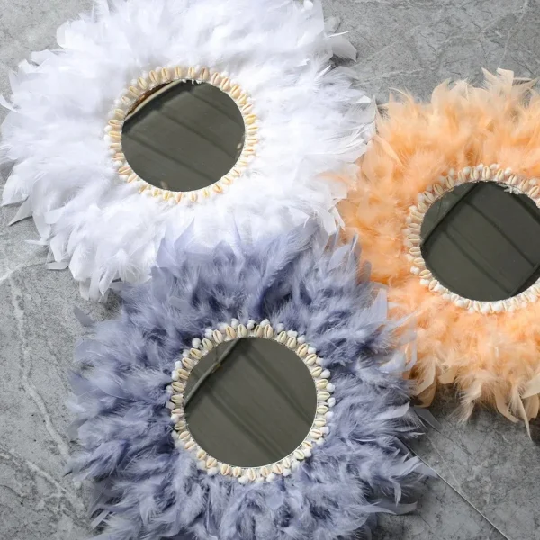 New Feather Shell Decorative Mirror Nordic Decorative Living Room Bedroom Dressing Mirror Bathroom Decorative Mirror 1