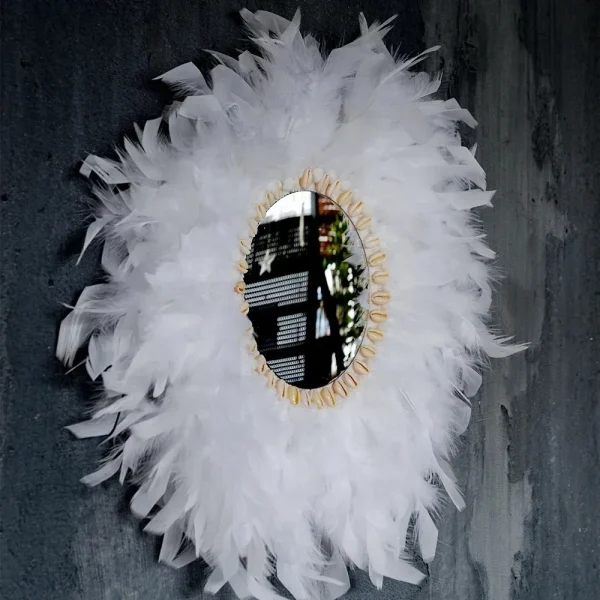 New Feather Shell Decorative Mirror Nordic Decorative Living Room Bedroom Dressing Mirror Bathroom Decorative Mirror 3