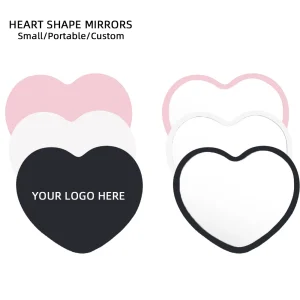 1 Pc Small Portable Heart Shape Mirrors Custom Logo Souvenir Wedding Bridesmaid Gift Ideas Wig Lash Salon Small Business Mirror 1
