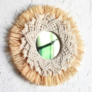 Boho Decor Mirror Nordica Straw Woven Romantic Wedding Wall Acrylic Mirror Wall Decoration Macrame Decotativos Espejo Bedroom 1