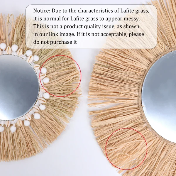 Boho Decor Mirror Nordica Straw Woven Romantic Wedding Wall Acrylic Mirror Wall Decoration Macrame Decotativos Espejo Bedroom 5
