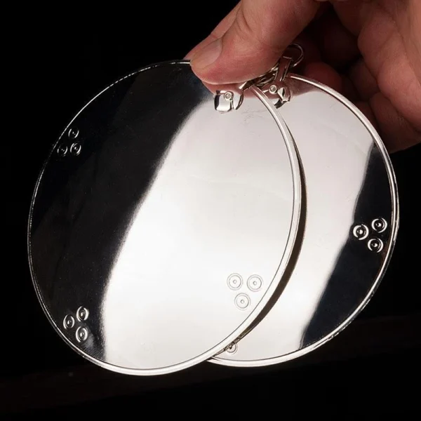 Silver Tibetan Polishing Furnishing Mirror Alloy Handicraft Auspicious Buddhism Gossip Mirror Indoor Altars Hanging Decorative 2
