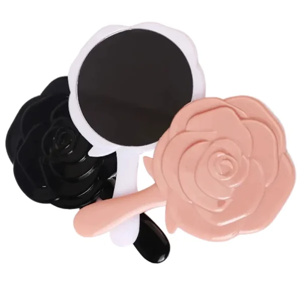 Handheld Vanity Mirror 3D Stereo Retro Rose Flower Shape Cosmetic Makeup Mirror Hand Mirror Compact Mirror Girl Birthday Gifts 5