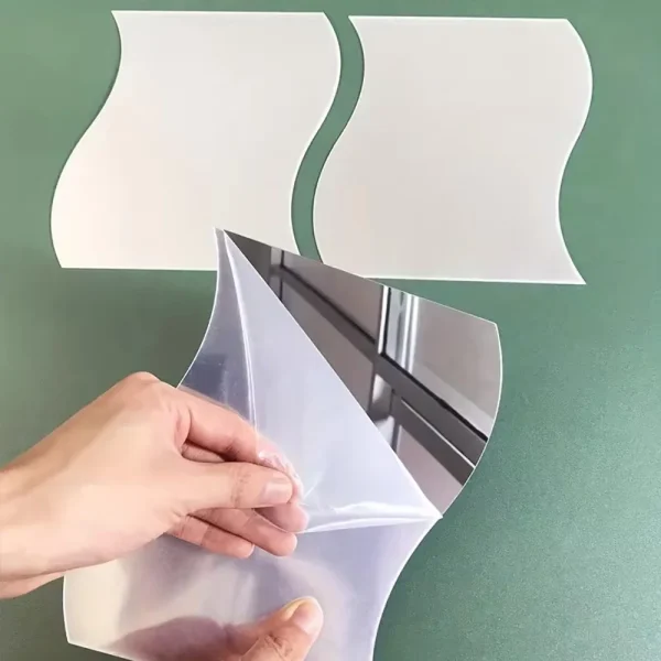 6pcs of 3D wave mirror wall stickers, detachable acrylic DIY decorative mirrors, living room entrance, bedroom bathroom stickers 4
