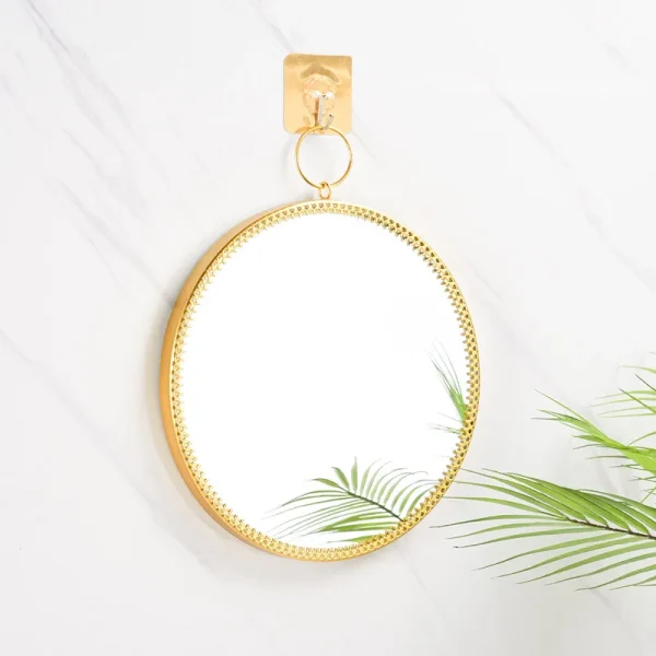 Metal Iron Frame Circular Bathroom Mirror Nordic Style Wall Decorative Mirror Wall Hanging Mirror Ins Makeup Mirror Home Decor 1