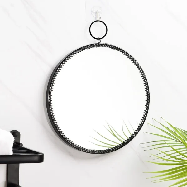 Metal Iron Frame Circular Bathroom Mirror Nordic Style Wall Decorative Mirror Wall Hanging Mirror Ins Makeup Mirror Home Decor 5
