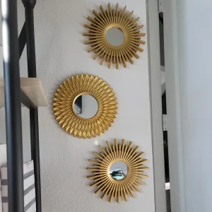 Gold Mirrors for Wall Decor Set of 3  Hanging Ornament Art Crafts Supplies for Home Bedroom Bathroom Small Round Wall Mirror 1