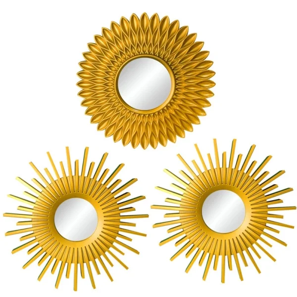 Gold Mirrors for Wall Decor Set of 3  Hanging Ornament Art Crafts Supplies for Home Bedroom Bathroom Small Round Wall Mirror 3