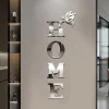 3D Mirror Wall Sticker 'HOME' Logo Entrance Decorative Adhesive Wall Mirror for Home Decor 1