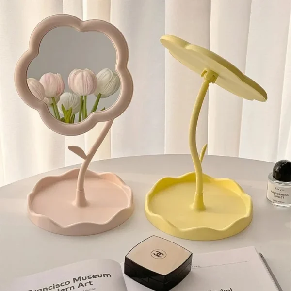 Desktop Makeup Mirror Dormitory Bedroom Rotating Make Up Mirror Sunflower Shaped Looking Glass Home Decoration Dressing Glass 1