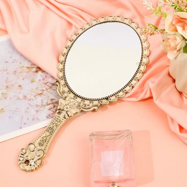 High Definition Handheld Mirror Pattern Handle Easy to Carry Portable Dressing Mirror Odorless Carved Small Mirror Living Room 2