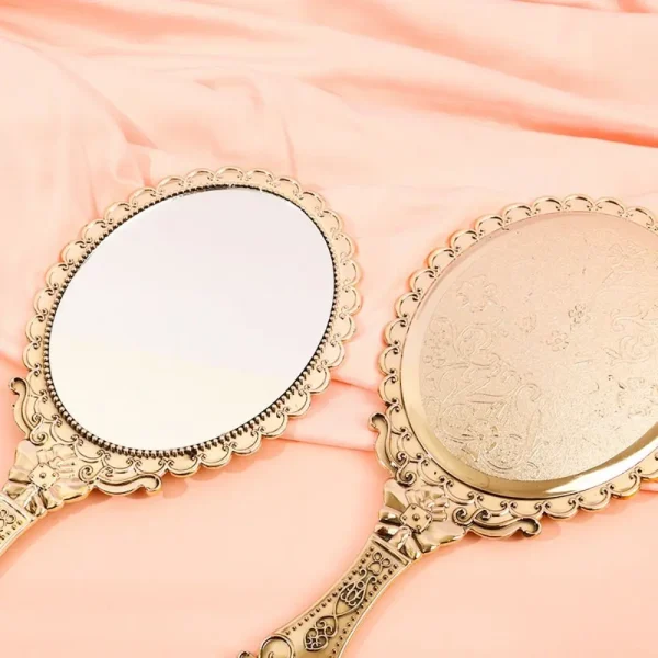 High Definition Handheld Mirror Pattern Handle Easy to Carry Portable Dressing Mirror Odorless Carved Small Mirror Living Room 3