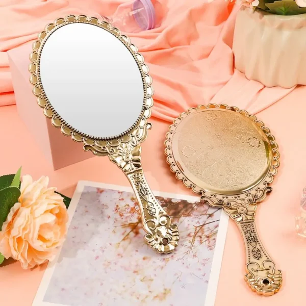 High Definition Handheld Mirror Pattern Handle Easy to Carry Portable Dressing Mirror Odorless Carved Small Mirror Living Room 4